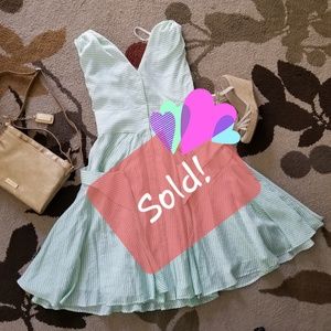 CALVIN KLEIN 💋 A-line Green & White Striped Dress